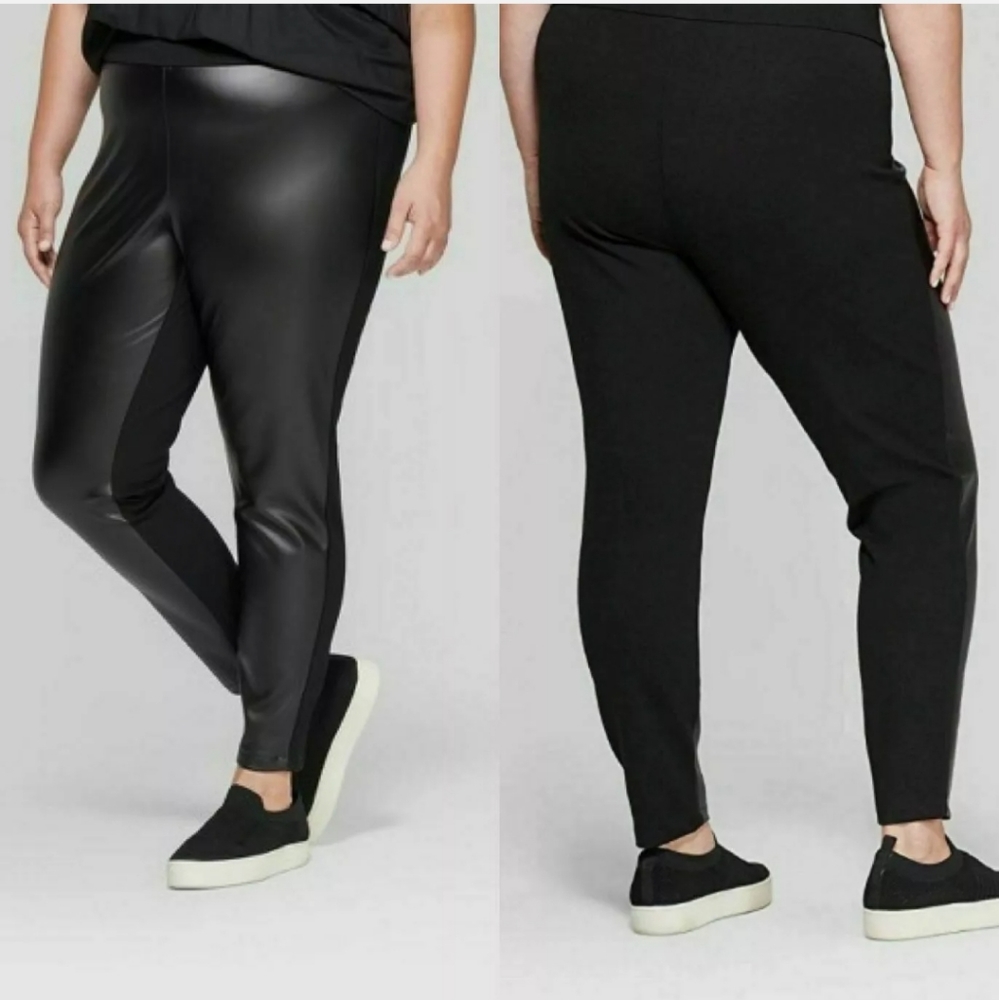 Ava & Viv Faux Leater Front Pant 3x